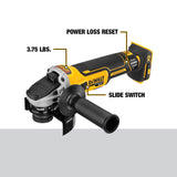 DEWALT DCG405B 20V MAX* XR 4.5 IN. SLIDE SWITCH SMALL ANGLE GRINDER WITH KICKBACK BRAKE (TOOL ONLY)
