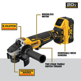 DeWalt DCG413R2 20V MAX* XR?? 4.5 in. Paddle Switch Small Angle Grinder Kit with KICKBACK BREAK