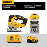 DeWalt DCK201P1 20V MAX XR Lithium-Ion Cordless Woodworking Combo Kit (2-Tool) with Brushless Jigsaw & Brushless Router