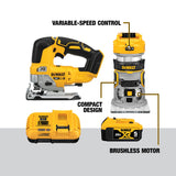 DeWalt DCK201P1 20V MAX XR Lithium-Ion Cordless Woodworking Combo Kit (2-Tool) with Brushless Jigsaw & Brushless Router
