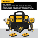 DEWALT DCK248D2 20V MAX* XR Cordless 1/2 in. Drill/Driver and 1/4 in. Impact Driver Kit with (2) 2Ah Batteries & Charger
