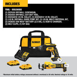DeWalt DCK265D2 20V MAX XR Brushless Drywall Screwgun and Cut-Out Tool Combo Kit (2.0Ah)