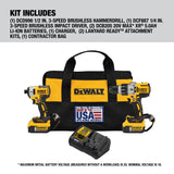 DEWALT DCK299P2 20V MAX CORDLESS BRUSHLESS XR HAMMERDRILL & IMPACT DRIVER COMBO KIT (5.0AH)