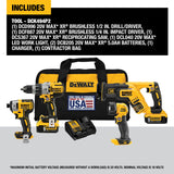 DeWalt DCK494P2 20V MAX XR Lithium-Ion Cordless Combo Kit (4-Tool) with (2) Batteries 5Ah, Charger and Tool Bag