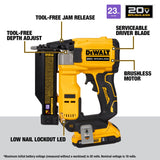 DEWALT DCN623D1 ATOMIC Compact Series 20V MAX Pin Nailer 23 Ga. Brushless Cordless Kit