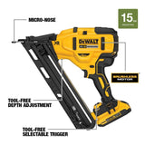 DeWalt DCN650D1 20V MAX XR 15 GA Angled Finish Nailer - Kit