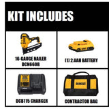 DeWalt DCN660D1 20V MAX* XR?? 16 GA Angled Finish Nailer - Kit