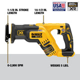 DeWalt DCS367B 20V MAX* XR BRUSHLESS COMPACT RECIPROCATING SAW (TOOL ONLY)