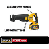 DeWalt DCS389X2 FLEXVOLT 60V MAX BRUSHLESS CORDLESS RECIPROCATING SAW KIT