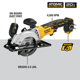DEWALT DCS571B Atomic 20V Max Brushless 4 1/2" Cordless Circular Saw (Tool Only)
