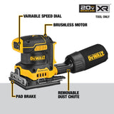 DEWALT DCW200B 20V MAX XR Brushless Cordless 1/4 Sheet Variable Speed Sander (Tool Only)