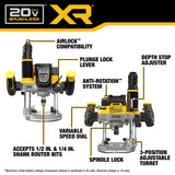 DeWalt DCW620B 20V MAX* XR Brushless Cordless 2-1/4 Peak HP Plunge Router (Tool Only)