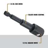 DEWALT IMPACT READY SOCKET ADAPTER 1/4" HEX TO 1/2" SOCKET DW2547IR (25 PACK)