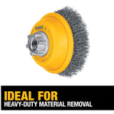 DeWalt DW4920 3" Crimped Cup Brush / Carbon Steel 5/8"-11 Arbor .020