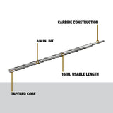 DeWalt DW5456 3/4" X 16" X 18" Rock Carbide SDS Plus Hammer Bit