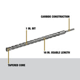 DeWalt DW5466 1" X 16" X 18" Rock Carbide SDS Plus Hammer Bit