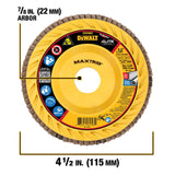 DEWALT DWA8281CTR 4-1/2" STEEL TRIMMABLE FLAP DISC SR60 T27