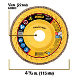 DEWALT DWA8282CTR 4-1/2" STEEL TRIMMABLE FLAP DISC SR80 T27