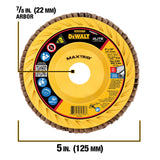 DEWALT DWA8283CTR 5" STEEL TRIMMABLE FLAP DISC SR40 T27