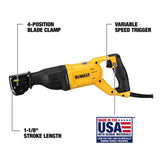 DeWalt DWE305 12 Amp Keyless Variable Speed Corded Reciprocating Saw