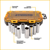 DeWalt DWMT73815 10 Piece Metric 1/2" Drive Deep Socket Set