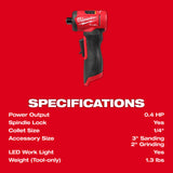 Milwaukee 3485-20 M12 FUEL 1/4" Right Angle Die Grinder