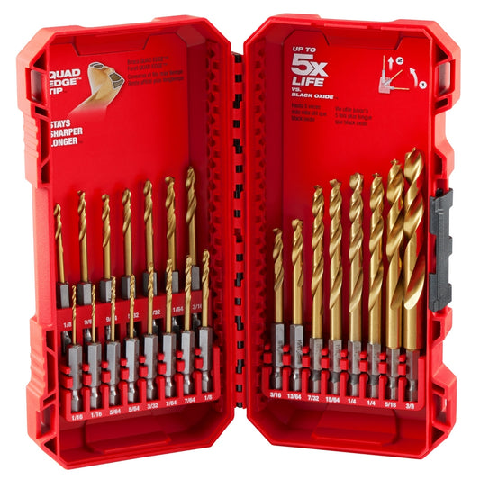 Milwaukee 48-89-4631 SHOCKWAVE Impact Duty RED HELIX Titanium Drill Bit Set ÃƒÂ¢Ã¢â€šÂ¬Ã¢â‚¬Å“ 23PC