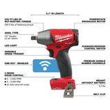 Milwaukee 2759-20 M18 FUEL 1/2 in. Compact Impact Wrench w/ Pin Detent with ONE-KEY
