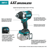 Makita XWT17Z 18V LXTÂ® Lithiumâ€‘Ion Brushless Cordless 4â€‘Speed Midâ€‘Torque 1/2" Sq. Drive Impact Wrench w/ Friction Ring Anvil, Tool Only