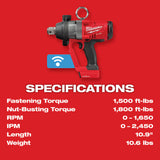 Milwaukee 2867-20 M18 FUEL 1" High Torque Impact Wrench w/ ONE-KEY