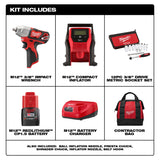 Milwaukee 2463-21RS M12 3/8 in. Impact Wrench Kit w/Inflator