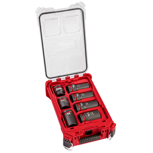 Milwaukee 49-66-7840 SHOCKWAVE Impact Duty 1â€ Drive 7PC MM & SAE Wheel Service Socket PACKOUT Set