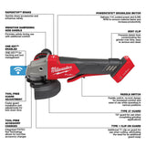 Milwaukee 2882-20 M18 FUEL 4-1/2" / 5" Braking Grinder w/ ONE-KEY Paddle Switch, No Lock