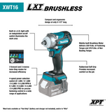 Makita XWT16Z 18V LXTÂ® Lithiumâ€‘Ion Brushless Cordless 4â€‘Speed 3/8" Sq. Drive Impact Wrench w/ Friction Ring Anvil, Tool Only