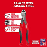 Milwaukee MT558A 8" Angled Head Diagonal Comfort Grip Cutting Pliers (USA)