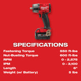Milwaukee 2960-22R M18 FUEL 3/8" Mid-Torque Impact Wrench w/ Friction Ring Kit