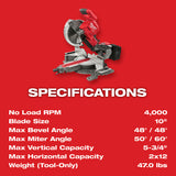 Milwaukee 2734-20 M18 FUEL Dual Bevel Sliding Compound Miter Saw