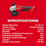 Milwaukee 2686-20 M18 Brushless 4-1/2" / 5" Cut-Off Grinder, Paddle Switch