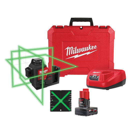 Milwaukee 3632-21 M12 Green 360-Degree 3-Plane Laser Kit