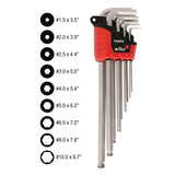 Wiha 66990 9 PIECE MAGICRING BALL END LONG ARM HEX L-KEY SET - METRIC