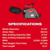 Milwaukee 2831-21 M18 FUEL 6-1/2" Plunge Track Saw Kit
