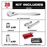 Milwaukee 48-22-9510 28 pc. 1/2 in. Socket Wrench Set (Metric)