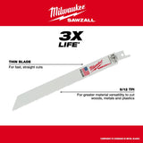 Milwaukee 48-01-7091 6" 8/12 TPI SAWZALL Blade for Multi-Material Bulk 100