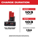 Milwaukee 48-11-2460 M12 REDLITHIUM XC 6.0Ah Extended Capacity Battery Pack