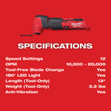 Milwaukee 2526-21XC M12 FUEL Oscillating Multi-Tool Kit