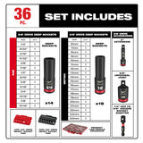 Milwaukee 49-66-6805 SHOCKWAVE Impact Duty Socket 3/8ÃƒÂ¢Ã¢â€šÂ¬Ã‚Â Dr 36PC PACKOUT Set