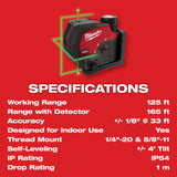 Milwaukee 3622-21 M12 Green Cross Line & Plumb Points Laser Kit