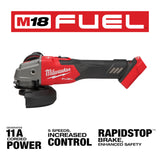 Milwaukee 2889-20 M18 FUEL 4-1/2" / 5" Variable Speed Braking Grinder, Slide Switch Lock-On