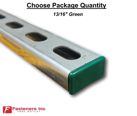 PVC Style Plastic GREEN End Caps Unistrut Channel 13/16'' D Shallow #EC-1G