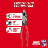 Milwaukee MT500 9" Lineman's Dipped Grip Pliers (USA)